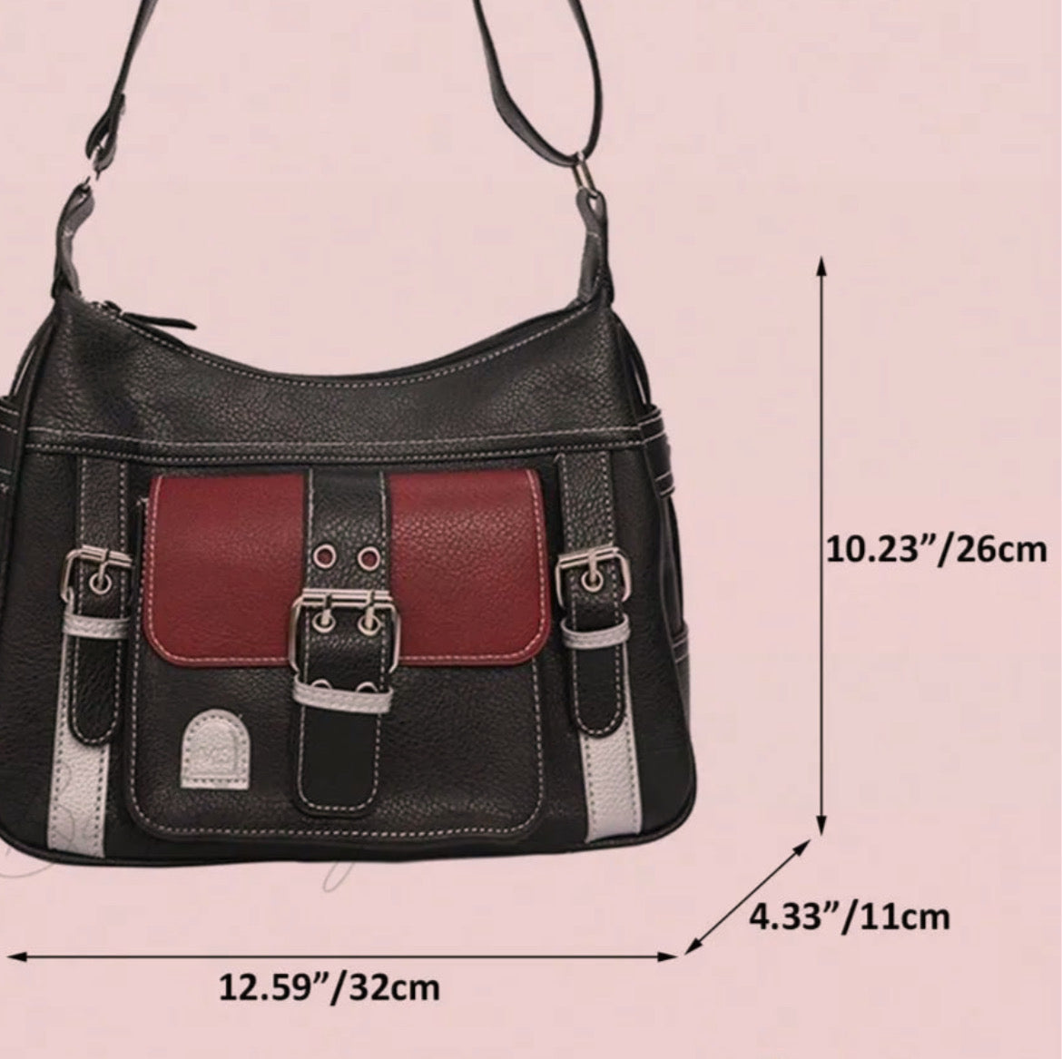 Black x Maroon leather bag