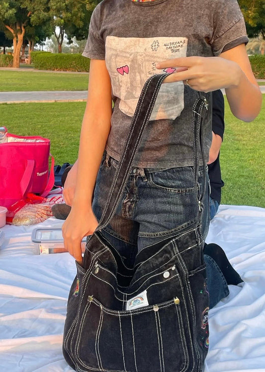EMBROIDERED DENIM BAG - CLOUD9