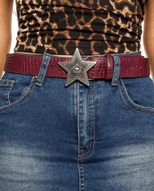 MAROON Y2K STAR BELT - CLOUD9