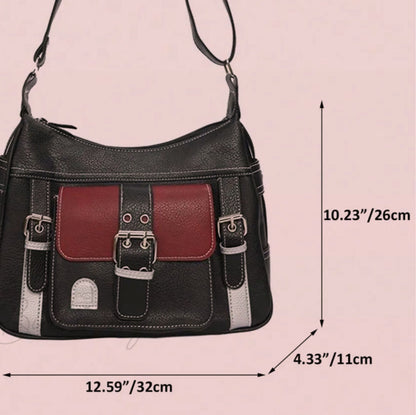 Black x Maroon leather bag