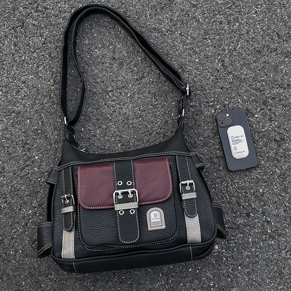 Black x Maroon leather bag