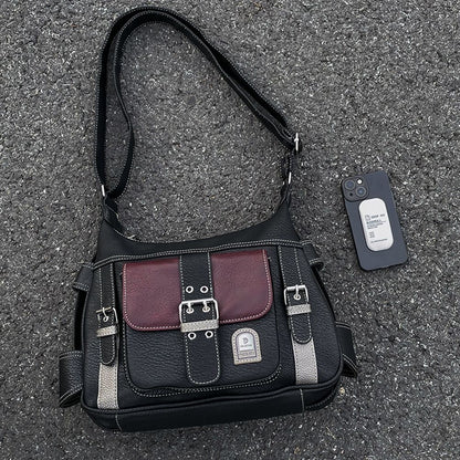 Black x Maroon leather bag