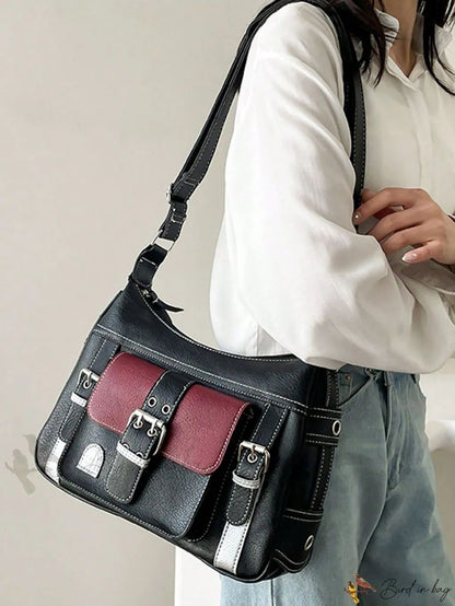 Black x Maroon leather bag