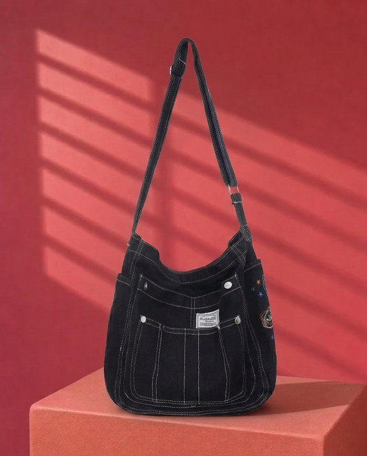 EMBROIDERED DENIM BAG