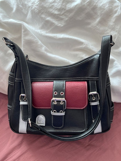 Black x Maroon leather bag