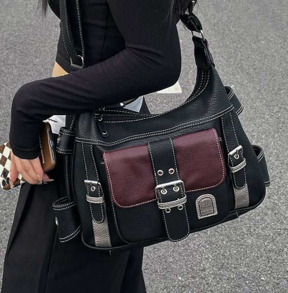 Black x Maroon leather bag - CLOUD9