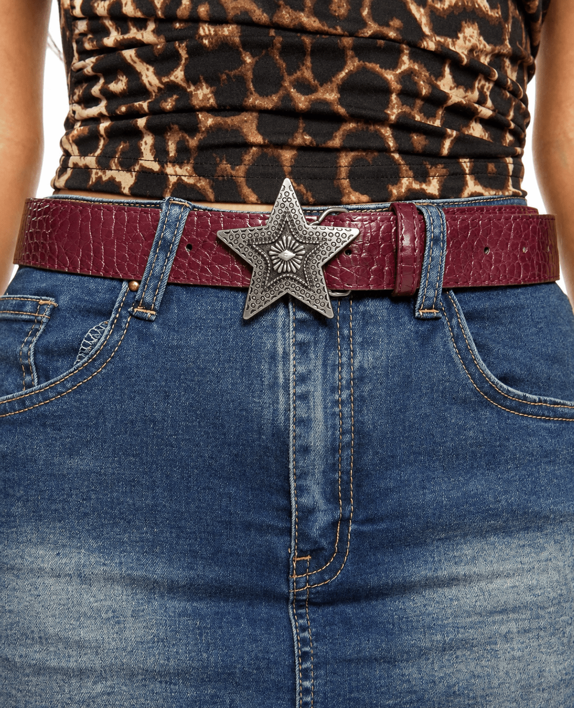MAROON Y2K STAR BELT - CLOUD9