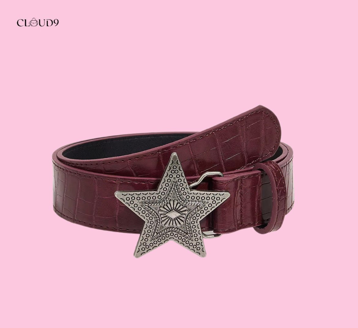 MAROON Y2K STAR BELT - CLOUD9