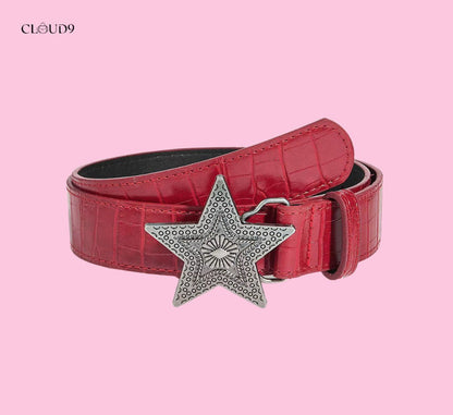 RED Y2K STAR BELT - CLOUD9